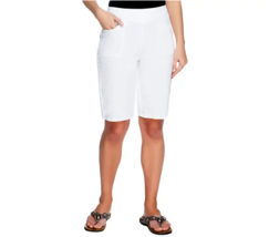 Denim &amp; Co. &quot;How Timeless&quot; Bermuda Shorts with Pockets- WHITE, XL - $25.74