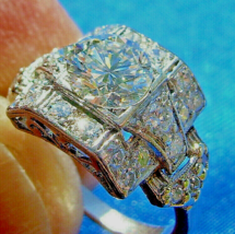 Earth mined Diamond Art Deco Engagement Ring Antique Platinum Solitaire ... - $12,622.50