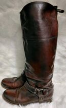 Frye Melissa Extended Knee High Brown Harness Boots Size 5.5 B - $148.50