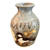 Nauvoo Pottery Hand Made, Painted Judy Jones 1997 Small 4&quot; Bud Vase Jar - £5.93 GBP