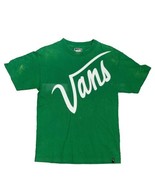 VANS Mens  M Script Logo Slim Fit Green T-Shirt, Skater Bleached Areas P... - $9.89