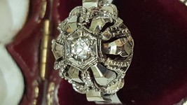 Antique  European Gothic Victorian 18K White Gold  Genuine .25ct Diamond... - $1,350.00