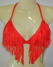 Gianni Bini Size Medium Removable Soft Cups Halter Fringe Tomato New Bikini Top - £50.99 GBP