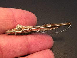 Old Vtg Collectible Hickok Gold Tone Fish Fishing Rod Tie Bar Jewelry USA - £31.86 GBP