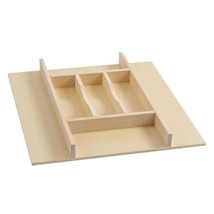 7 Slot 20&quot;x19&quot; Utensil/Tool/Junk Drawer Organizer Tray w/Divider (Natural Wood) - £32.43 GBP