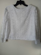Vintage Lace Shirt Small Long Sleeve Unbranded Shoulder pads Faux pearl ... - £19.45 GBP