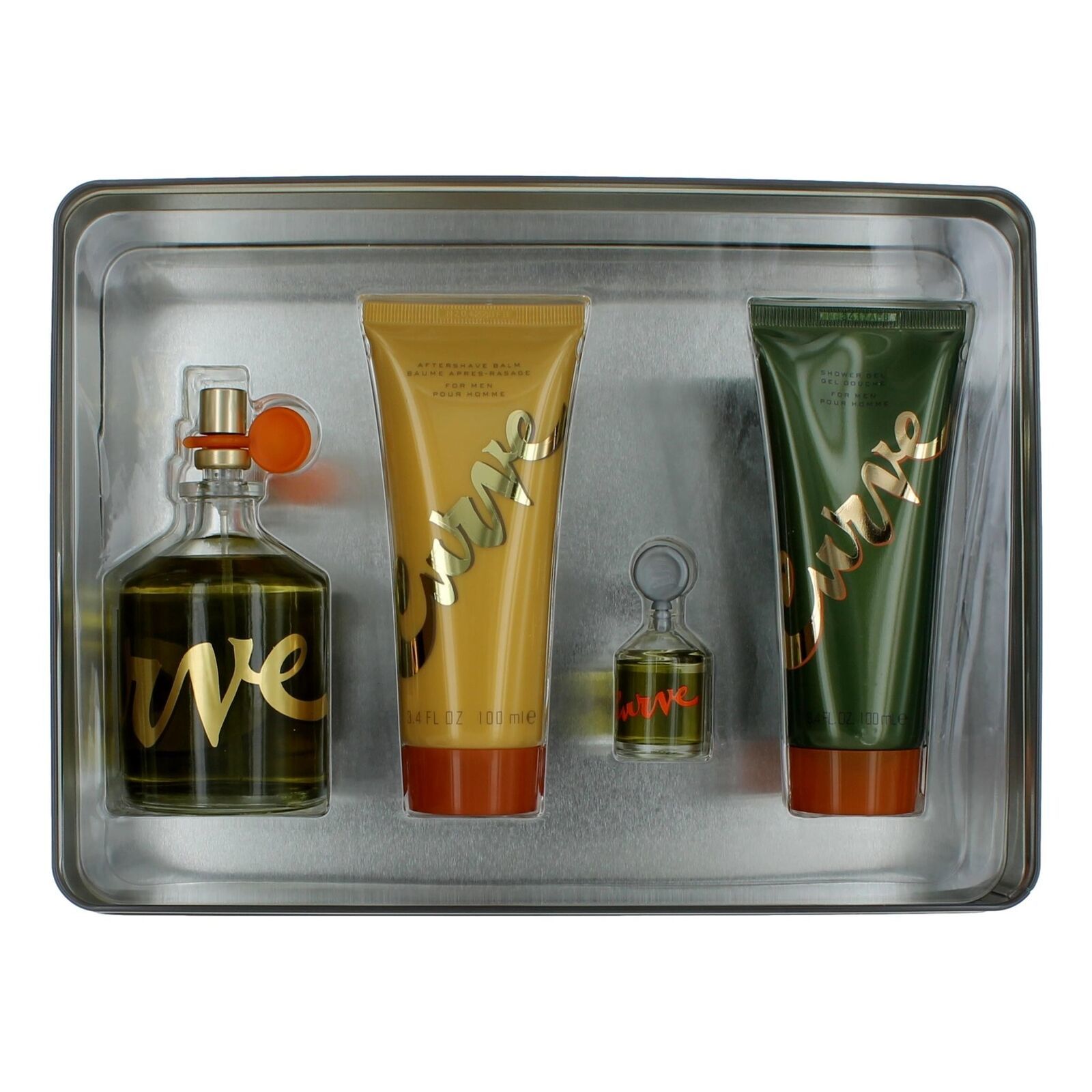Curve by Liz Claiborne, 4 Piece Gift Set for Men with 4.2 oz In A Tin Box - £35.81 GBP