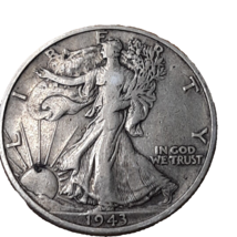 ½ Half Dollar Walking Liberty Silver Coin 1943 Denver Mint 50C KM#142 - £21.75 GBP