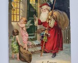 Santa Claus Angels Christmas Postcard Germany Gel PC15 - $29.99