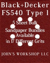 Black+Decker FS540 Type 1 - 1/4 Sheet - 17 Grits - No-Slip - 5 Sandpaper Bundles - £3.92 GBP