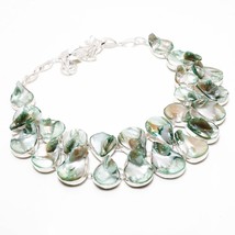 Green Mother Of Pearl Gemstone Handmade Fashion Necklace Jewelry 18&quot; SA 4053 - £15.32 GBP