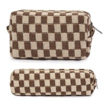 Large Capacity Makeup Bag and Brush Storage Bag Checkered Cosmetic Bag and Trave - £19.79 GBP