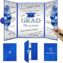 Blue Silver Graduation Party Decorations, Blue Class of 2024 Congratulations Gra - £21.37 GBP