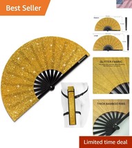Glitter Large Bamboo Rave Folding Hand Fan with Holster – Perfect for Fe... - $29.99