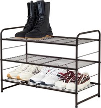 Metal Wire Utility Rack, 3 Shelves, Stackable And Expandable, Caxxa, Bronze. - £26.23 GBP