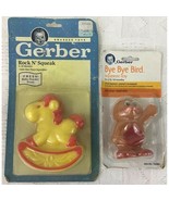 Vintage Baby Squeaker Toy Lot Gerber Bye Bye Bird Horse Rock N Squeak NO... - $18.76