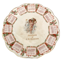 Antique Christengen Advertisement  Calendar Plate 1910 Christmas  Promot... - $28.05
