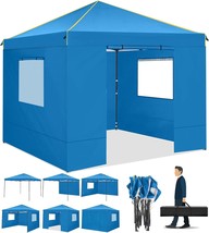 Alishebuy 10X10 Pop Up Canopy Tent With 4 Removable Sidewalls 2.0,, Blue - $148.99