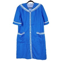 Kelly Reed Womens Robe House Coat VTG S Sailor Polka Dot Snaps Short Sleeve - $15.70