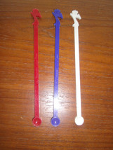 3 Seagram&#39;s 7 Canadian Whisky Swizzle Sticks Stirrers Blue &amp; White &amp; Red - £8.10 GBP