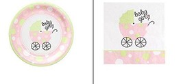 It&#39;s A Girl Party Pack Pink Baby Shower 18 Plates and 20 Napkins - $2.99