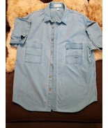 Vintage Columbia Sportswear Teal Short Sleeve Heavy 100% Cotton Shirt Fi... - $23.32