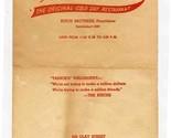 Tadich Grill Menu San Francisco California 1957 The Original Cold Day Re... - $37.62