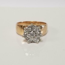 1.00 Ct Moissanite Cluster Womens Engagement Ring 14K Yellow Gold Plated - £65.02 GBP