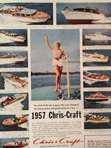 1957 Esquire Original Art Advertisements CHRIS CRAFT boats Dewar&#39;s White Label - £8.62 GBP