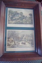Currier &amp; Compatible with Ives Pair of 2 Colored Litho Reproduction Comp... - $46.05