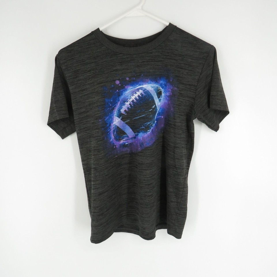Tek Gear Boys Black Gray Large T-Shirt Football - $4.75