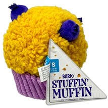 Bark Box Stuffin Muffin Dog Toy S Yellow Purple Plush Squeaker Crinkle Toy - $16.78