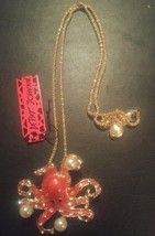 New Betsey Johnson Necklace Pin Pink Octopus - £17.37 GBP