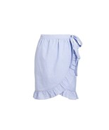 J CREW FACTORY Womens Size 6 Blue True Wrap Skirt in Cotton Poplin Ruffle - £13.30 GBP