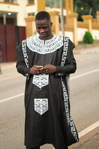 Black with White Agbada Babariga 3 Pcs African Men&#39;s Clothing African Fa... - £147.53 GBP