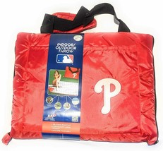 Philadelphia Phillies Zip Up Travel Throw Blanket Stadium Cushion 60&quot;x70&quot; - £36.07 GBP