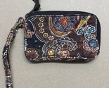 Vintage Vera Bradley Zippered  Wallet Pull Tag Brown Quilted Fabric Wris... - $13.24