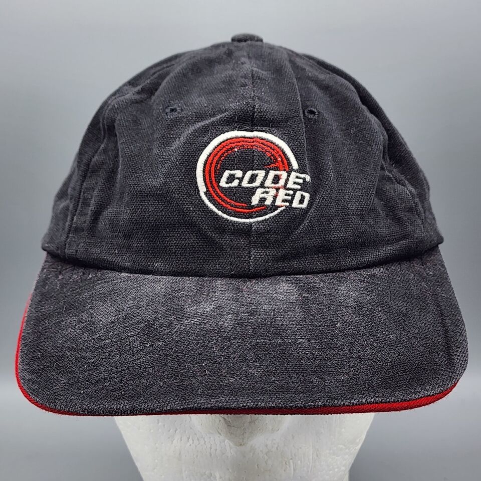 Vintage Mountain Dew Code Red Adjustable Strapback Black Hat Soda Pop Ca... - $9.36