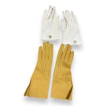2 Pair Vtg Crescendoe Gloves Sz 6.5 Golden Mustard Le Sphinx &amp; Off White Short - £15.18 GBP