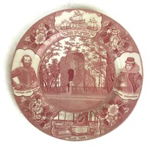 Vintage Red Transferware Plate Jamestown Pocahontas John Smith Virginia Adam U22 - £25.74 GBP