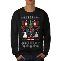 Wellcoda Santa Snowman Christmas Mens Sweatshirt, Pixel Casual Pullover Jumper - £24.19 GBP+