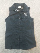 Harley Davidson 110th Anniversary Black Vest Wmens Small Sleeveless Bikercore - £17.81 GBP