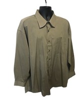 Men Dress Shirt Sz 2XB   Big 18.5 34/35 Brown Cotton Colllezzione Milano - $12.92
