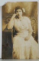 RPPC Young Lady Pretty Dress Bow Necklace Hagerstown Md Family Est Postcard K2 - £7.95 GBP