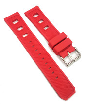 22mm Silicone Rubber Watch Band Strap Fits Pilot Portugese Top Gun Red Pin Buckl - £15.76 GBP