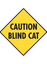 Caution! Blind Cat Aluminum Cat Sign - 6&quot; x 6&quot; - £7.67 GBP