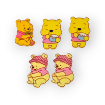 Winnie the Pooh Flatback Charms Cabachons 5 Piece Lot Glitter Acrylic Cr... - $14.83