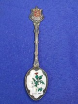 SILVER PLATED &amp; ENAMEL SOUVENIR SPOON LEVEN SCOTLAND BY EXQUISITE J E LTD - £13.26 GBP