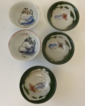5 Vintage WW2 Era Japanese Painted Porcelain Sake Cups Lot As-Is! - £39.56 GBP