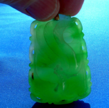 Earth mined Jade Vintage Carve Dragon Pendant Green Color Semi Transluce... - $9,652.50